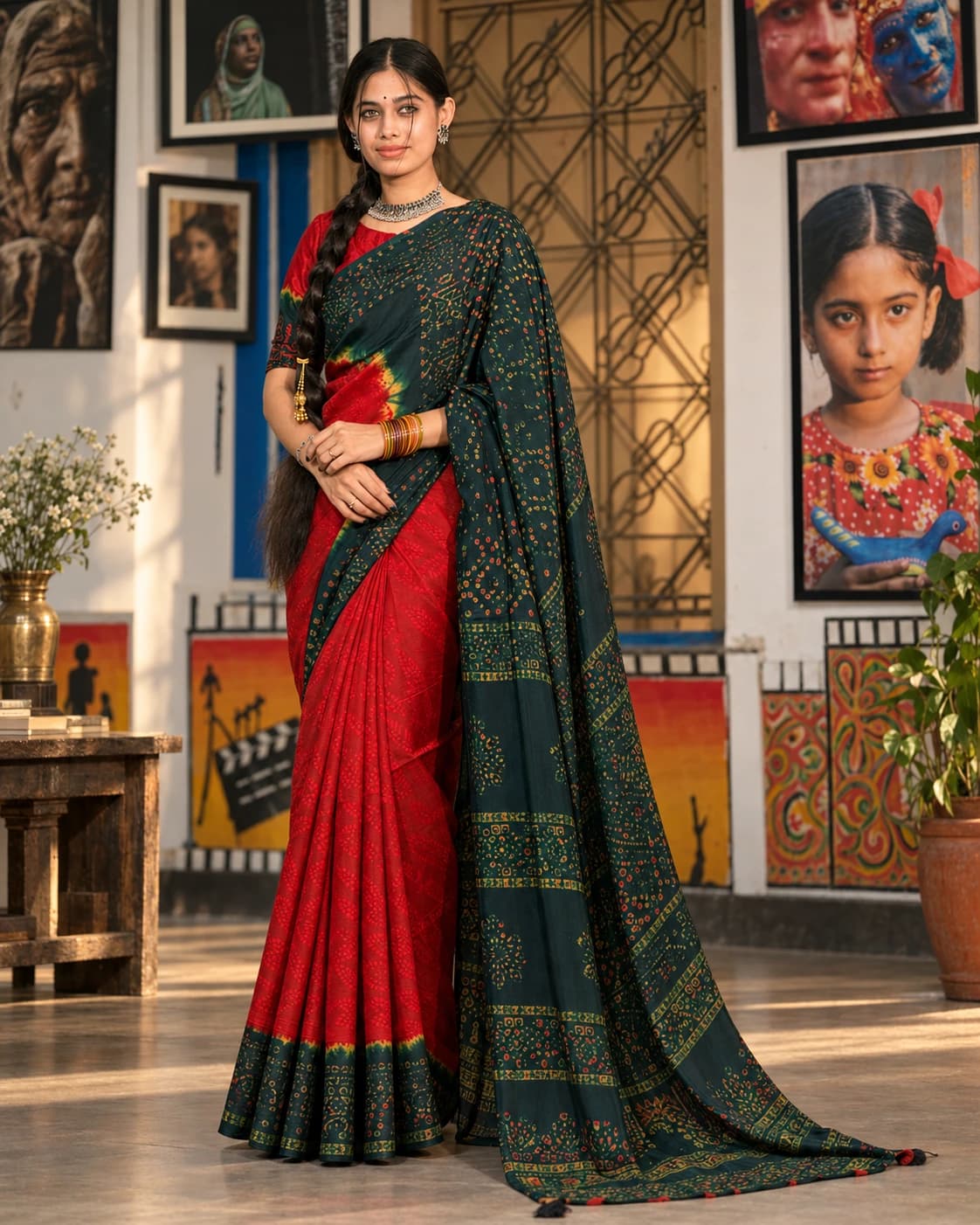 রাঙা অরণ্য – Silk Batik Saree image 1