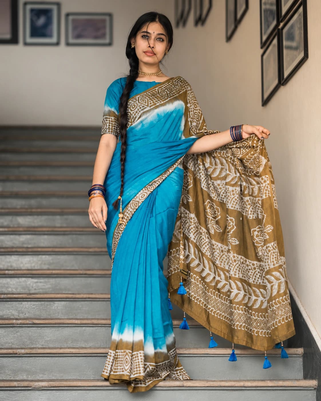 নীলাম্বরী – Silk Batik Saree - Image 1 of 6